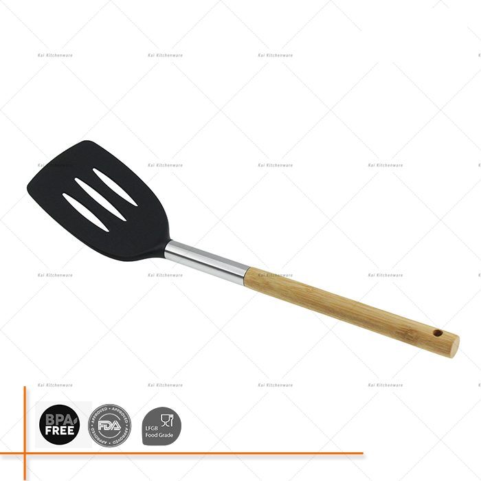 D00017 - Nylon Slotted Turner with Bamboo Handle | Kai Kitchenlife