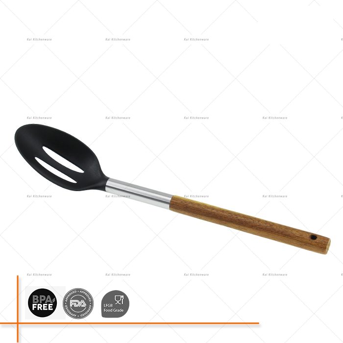 D00023 - Nylon Slotted Spoon with Acacia Wood Handle | Kai Kitchenlife