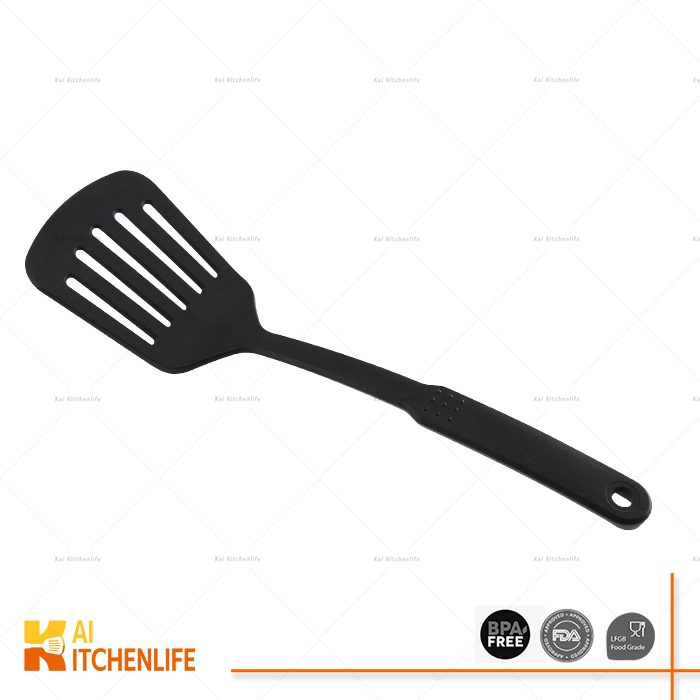 D00202 - Black Nylon Slotted Turner Spatula | Kai Kitchenlife