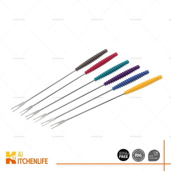 D00319 - 6PCS Fondue Fork Set with Silicone Handle | Kai Kitchenlife