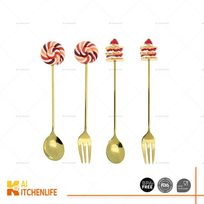 D00428 - 4 Pieces Christmas Dessert Spoon and Fork | Kai Kitchenlife