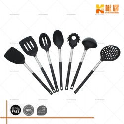 Heavy Duty Nylon Kitchen Utensils Set, Stainless Steel Handle with Hanging Hole, BPA Free & Heat Resistant for Home & Restaurant