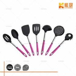 Nylon Kitchen Utensils Set with PP+TPR Handle, Heat Resistant Cooking Utensils, Non-Stick Cookware Safe, 7-Piece Kitchen Tool Set