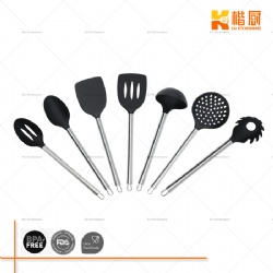 Nylon Kitchen Utensils Set with Stainless Steel Handle, BPA Free Heat Resistant Cooking Tools, FDA Approved Non-Stick Safe Kitchenware